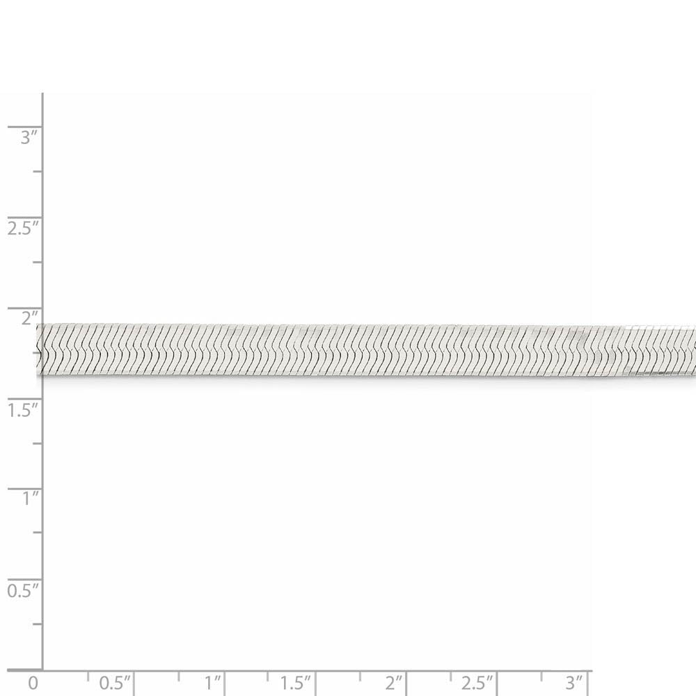 Alternate view of the 7mm, Sterling Silver Solid Herringbone Chain Necklace by The Black Bow Jewelry Co.