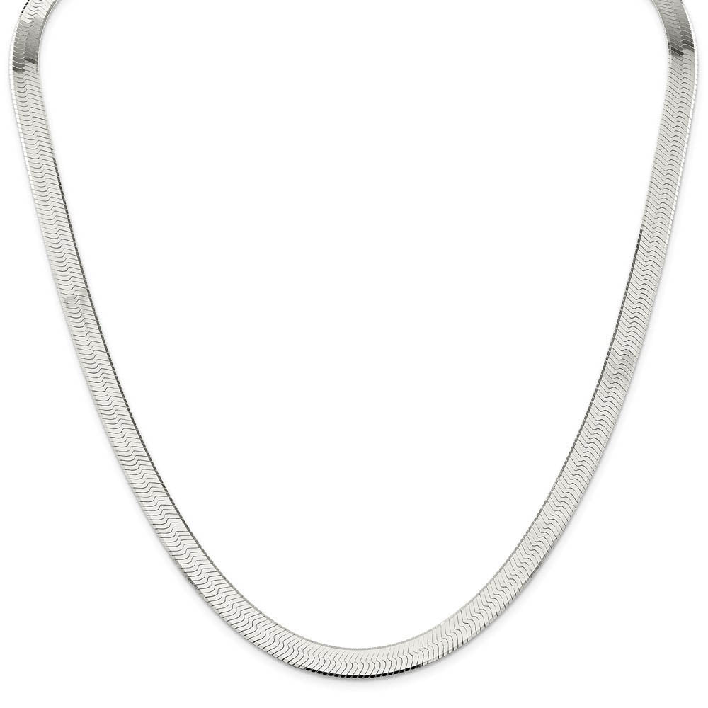 Alternate view of the Men's 8mm, Sterling Silver Solid Herringbone Chain Necklace by The Black Bow Jewelry Co.