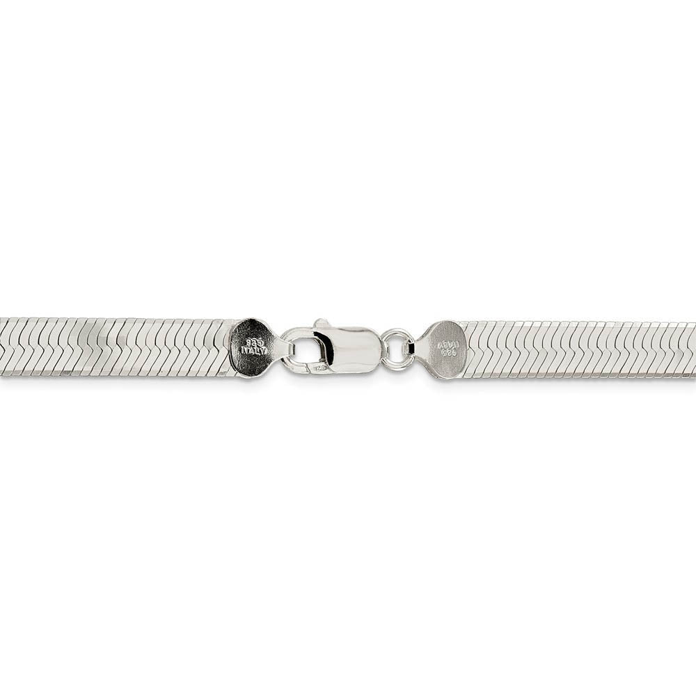 Alternate view of the Men's 8mm, Sterling Silver Solid Herringbone Chain Necklace by The Black Bow Jewelry Co.