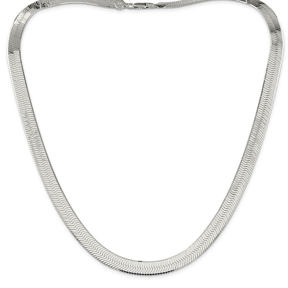 Alternate view of the Men's 8.75mm, Sterling Silver Solid Herringbone Chain Necklace by The Black Bow Jewelry Co.
