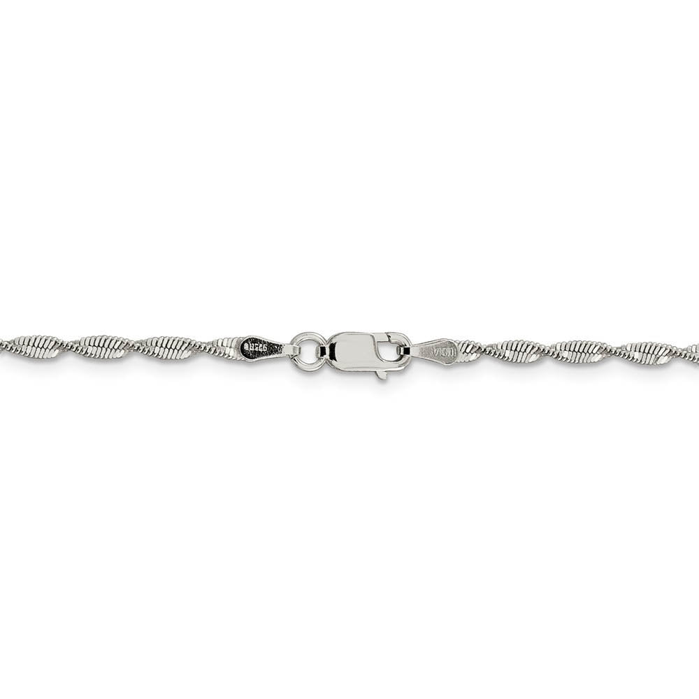 Alternate view of the 2mm, Sterling Silver Twisted Solid Herringbone Chain Necklace by The Black Bow Jewelry Co.