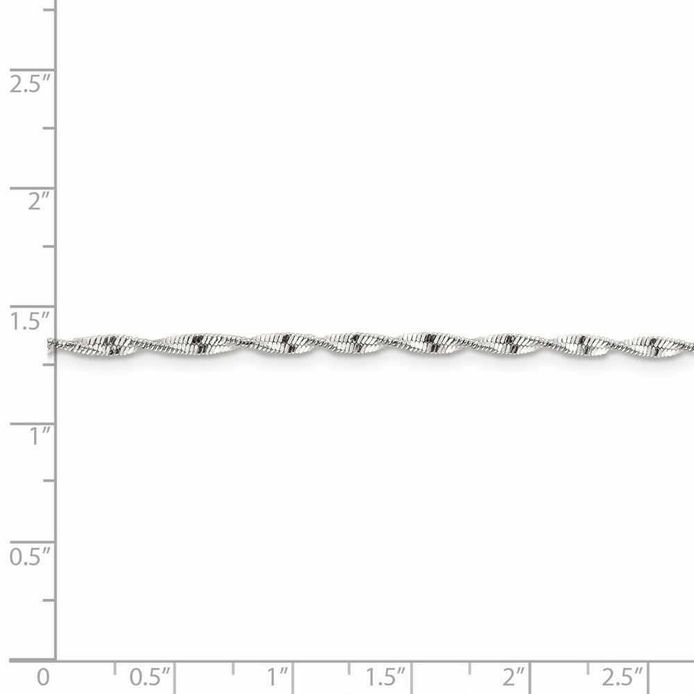 Alternate view of the 2mm, Sterling Silver Twisted Solid Herringbone Chain Necklace by The Black Bow Jewelry Co.