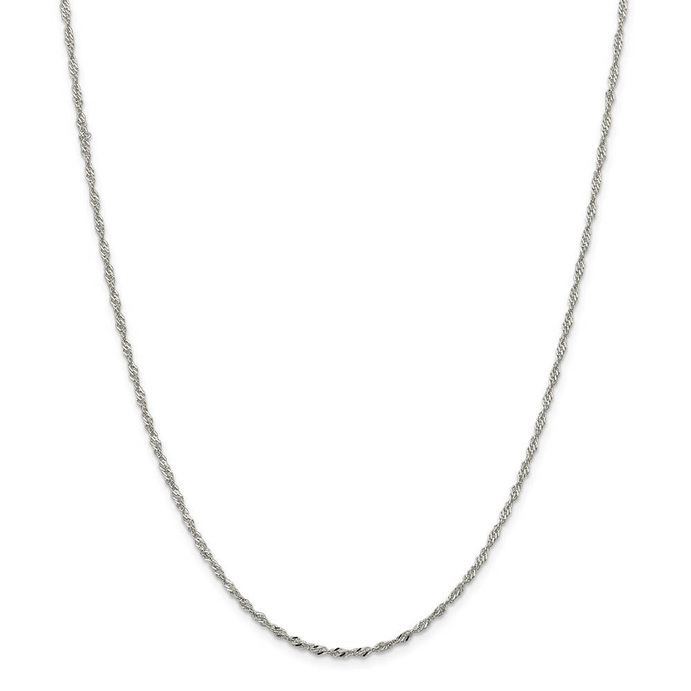 Alternate view of the 2mm Sterling Silver, Solid Singapore Chain Necklace by The Black Bow Jewelry Co.
