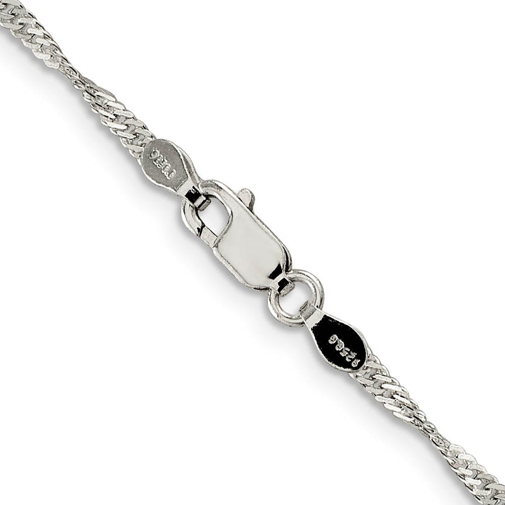 Alternate view of the 2mm Sterling Silver, Solid Singapore Chain Necklace by The Black Bow Jewelry Co.