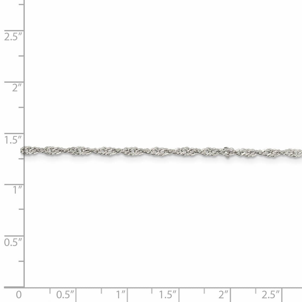 Alternate view of the 2mm Sterling Silver, Solid Singapore Chain Necklace by The Black Bow Jewelry Co.