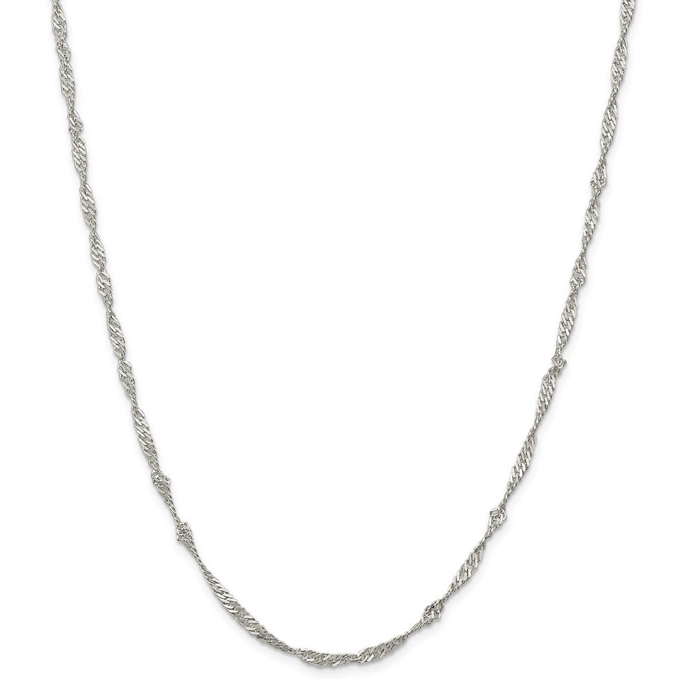 Alternate view of the 3mm Sterling Silver, Solid Singapore Chain Necklace by The Black Bow Jewelry Co.