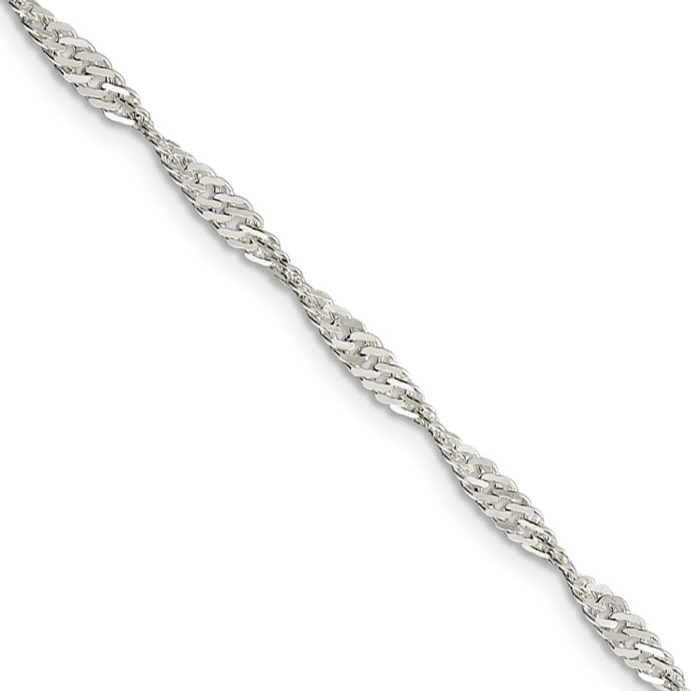 3mm Sterling Silver, Solid Singapore Chain Necklace