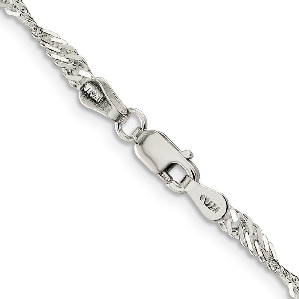 Alternate view of the 3mm, Sterling Silver Singapore Chain Bracelet by The Black Bow Jewelry Co.