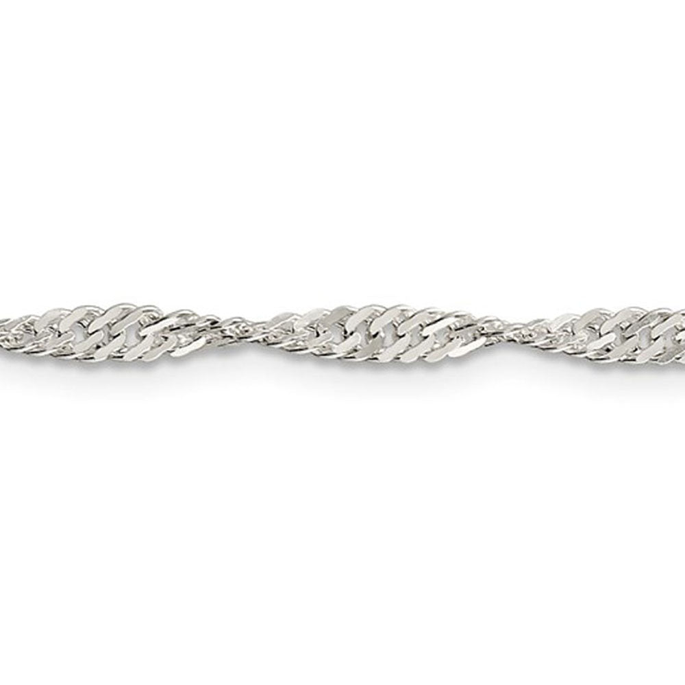 Alternate view of the 3mm Sterling Silver, Solid Singapore Chain Necklace by The Black Bow Jewelry Co.