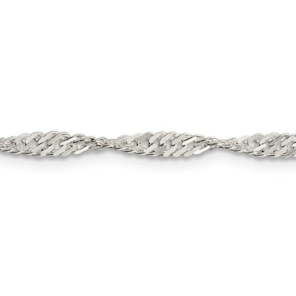 Alternate view of the 3mm, Sterling Silver Singapore Chain Bracelet by The Black Bow Jewelry Co.