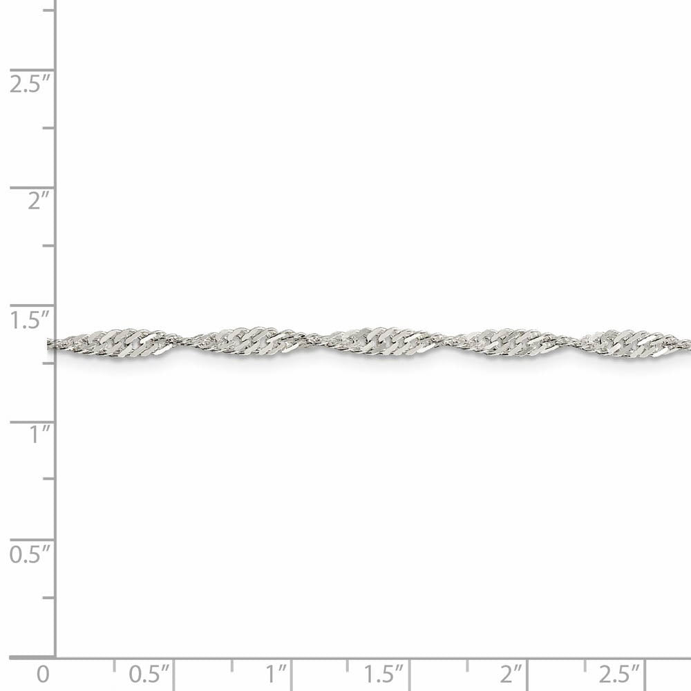 Alternate view of the 3mm, Sterling Silver Singapore Chain Bracelet by The Black Bow Jewelry Co.