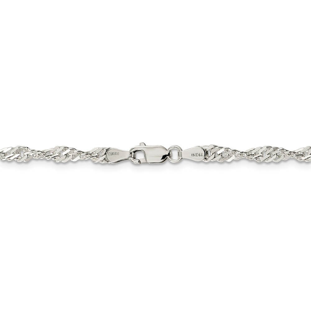 Alternate view of the 3.5mm, Sterling Silver Singapore Chain Necklace by The Black Bow Jewelry Co.