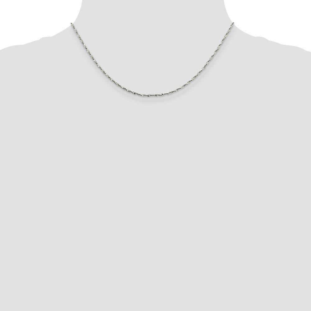 Alternate view of the 1.6mm, Sterling Silver D/C Twisted Solid Serpentine Necklace by The Black Bow Jewelry Co.