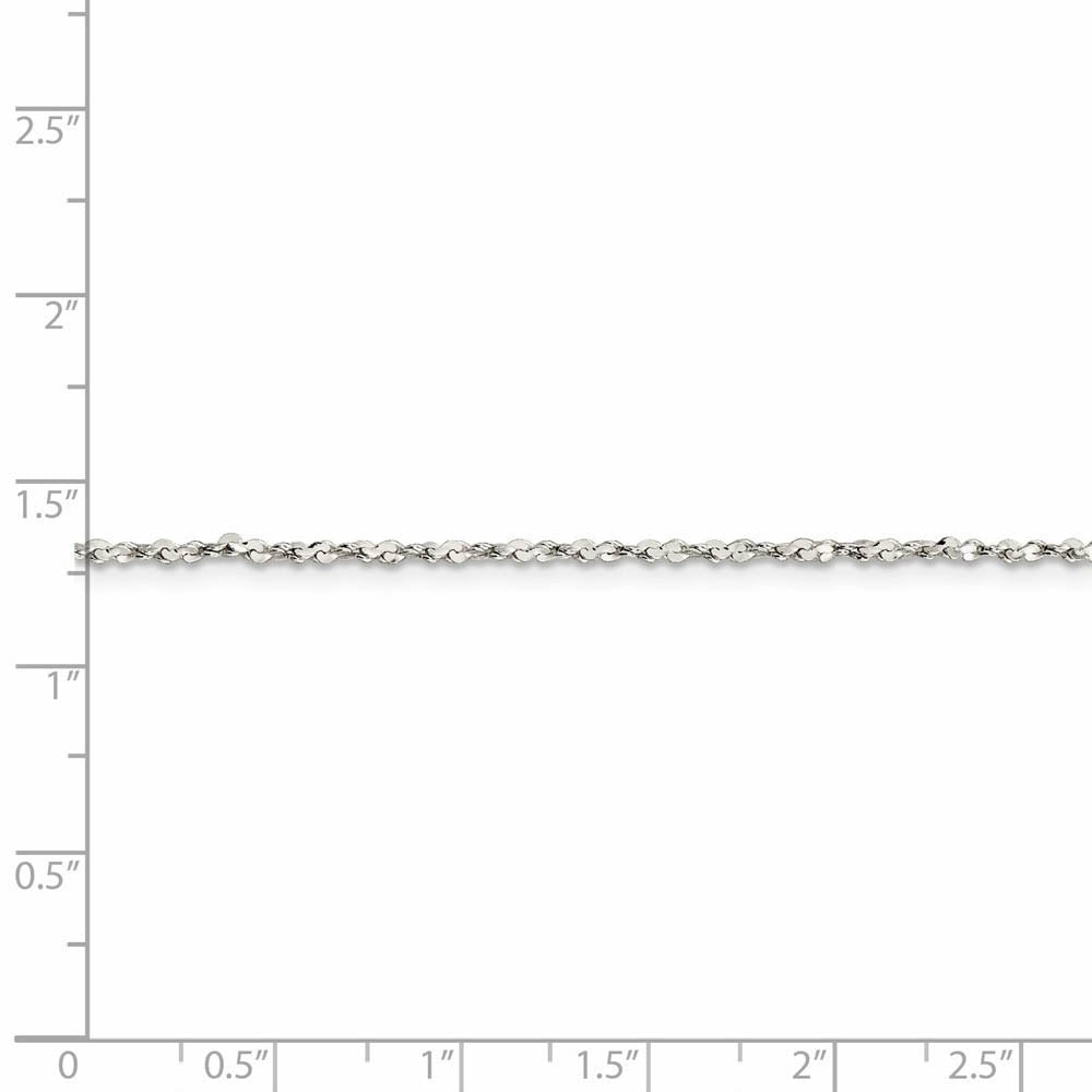Alternate view of the 1.6mm, Sterling Silver D/C Twisted Solid Serpentine Necklace by The Black Bow Jewelry Co.