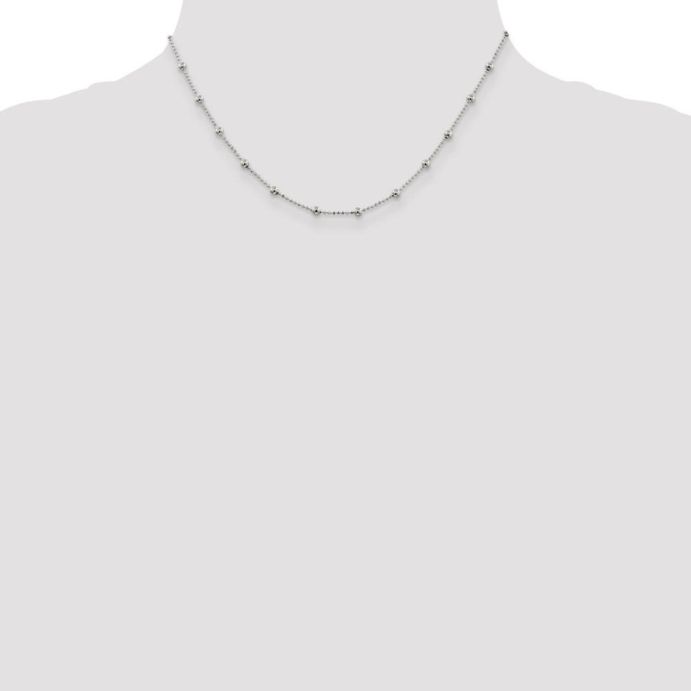 Alternate view of the 1.15mm, Sterling Silver Diamond Cut Fancy Beaded Chain Necklace by The Black Bow Jewelry Co.