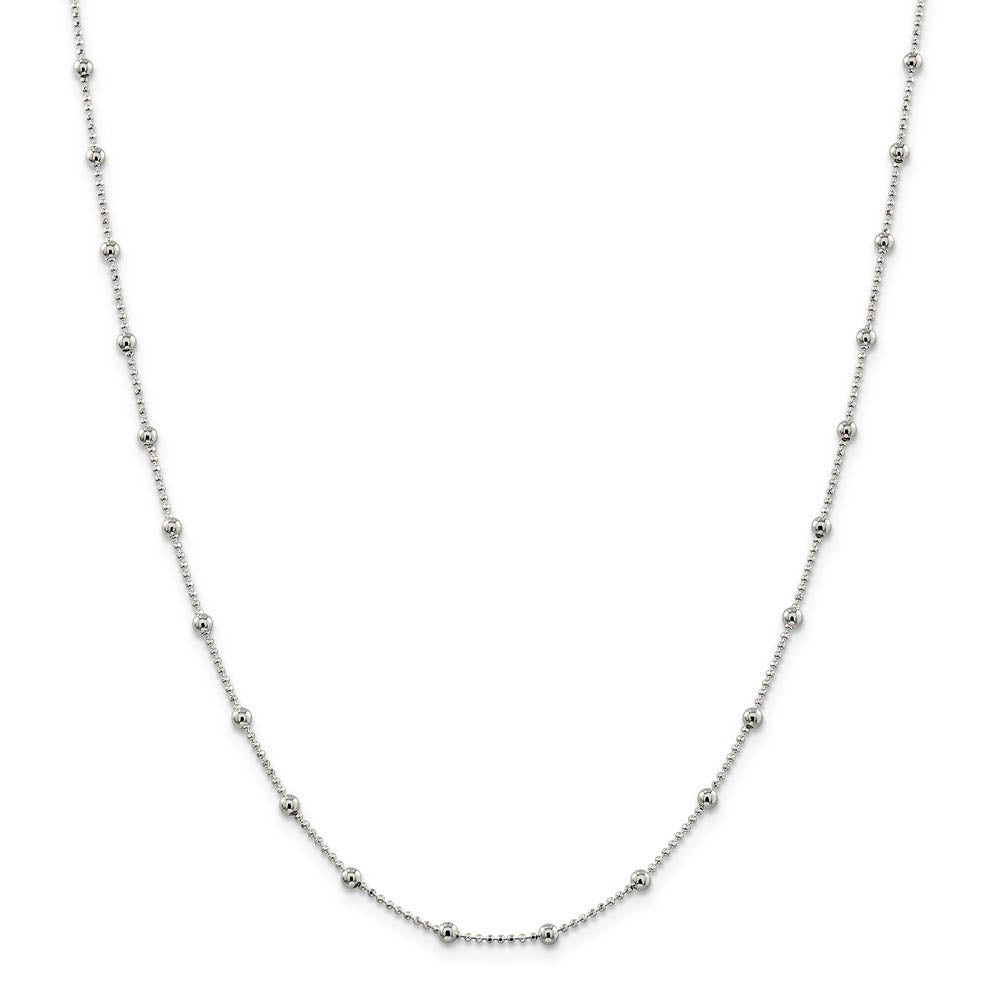 Alternate view of the 1.15mm, Sterling Silver Diamond Cut Fancy Beaded Chain Necklace by The Black Bow Jewelry Co.