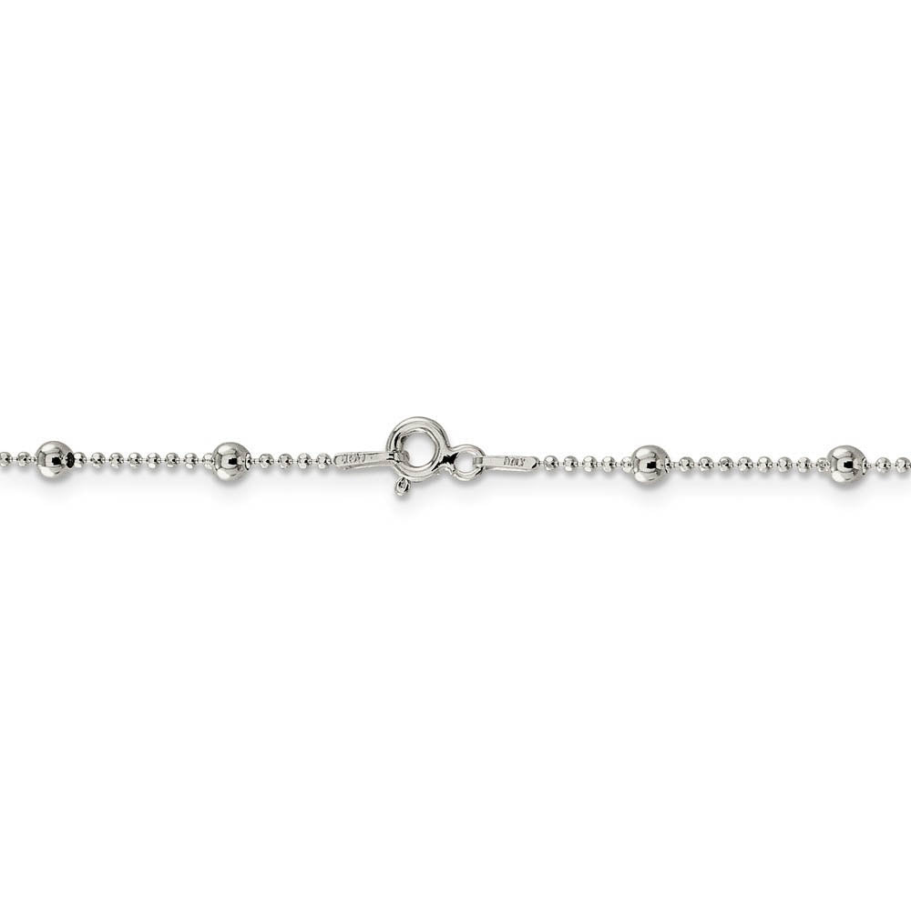 Alternate view of the 1.15mm, Sterling Silver Diamond Cut Fancy Beaded Chain Necklace by The Black Bow Jewelry Co.