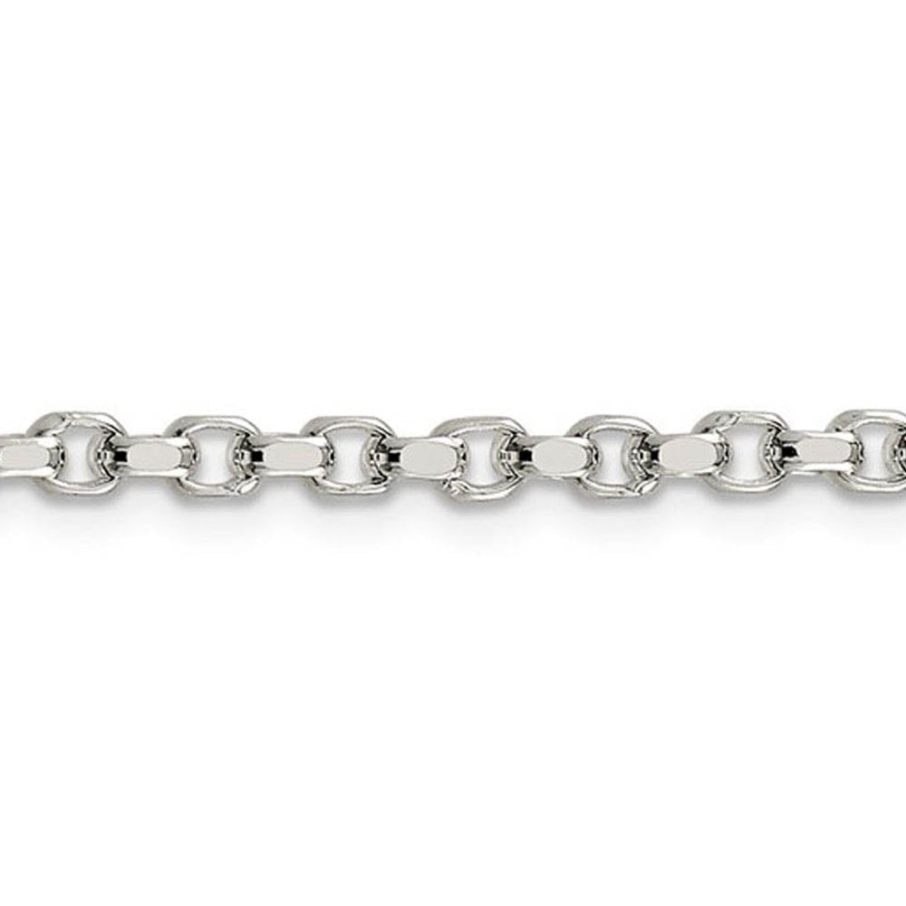 Alternate view of the 3.5mm, Sterling Silver Solid Diamond Cut Rolo Chain Bracelet by The Black Bow Jewelry Co.