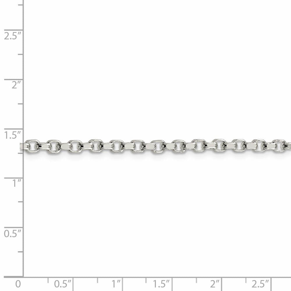 Alternate view of the 3.5mm, Sterling Silver Solid Diamond Cut Rolo Chain Bracelet by The Black Bow Jewelry Co.