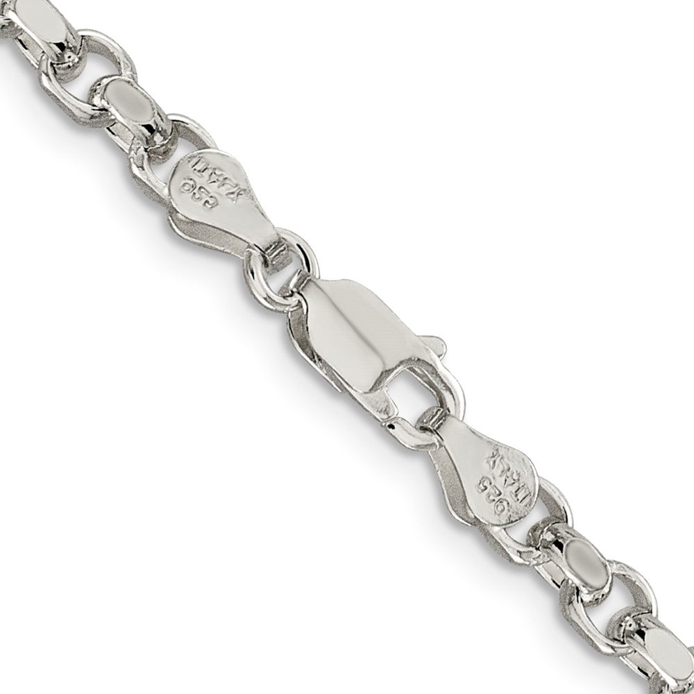 Alternate view of the 4mm, Sterling Silver Solid Diamond Cut Rolo Chain Necklace by The Black Bow Jewelry Co.