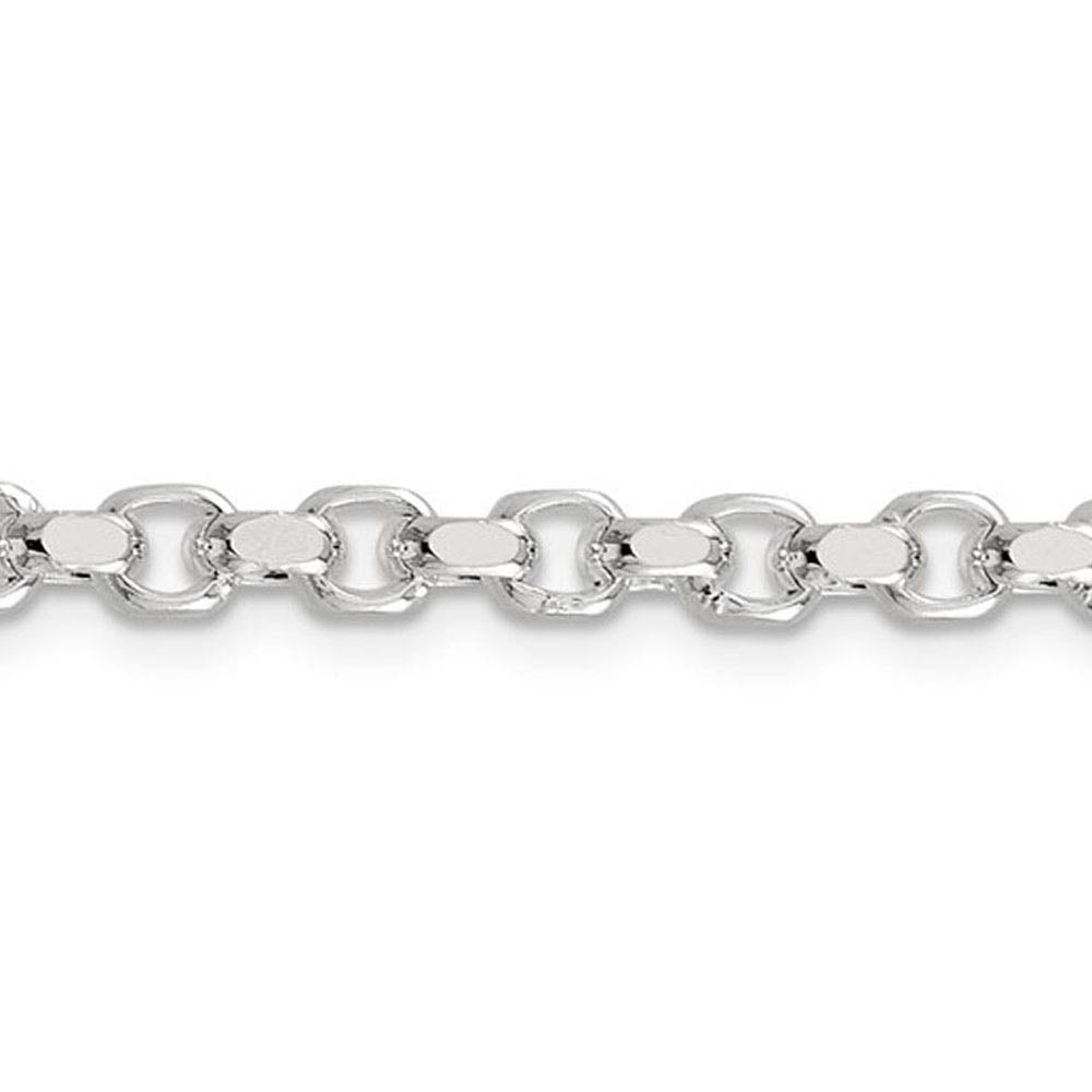 Alternate view of the 4mm, Sterling Silver Solid Diamond Cut Rolo Chain Bracelet by The Black Bow Jewelry Co.