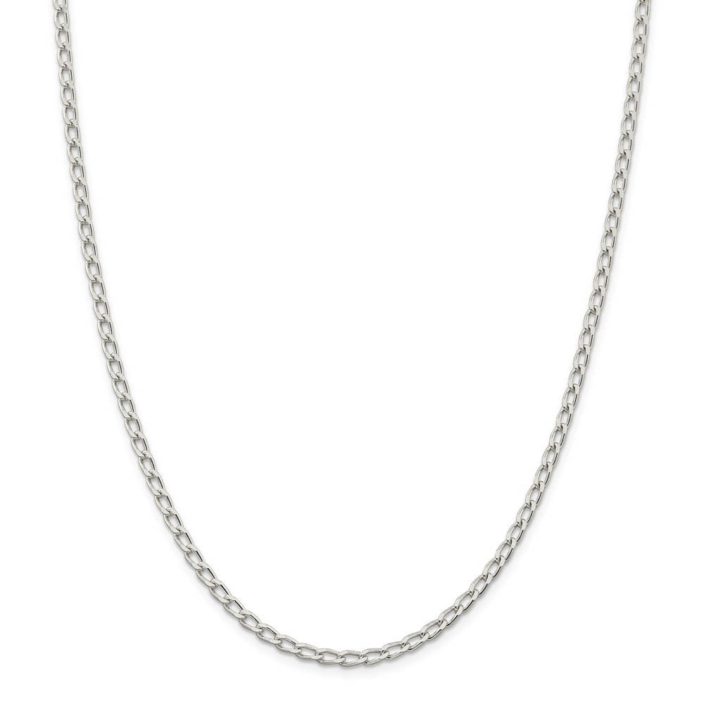 Alternate view of the 3.2mm, Sterling Silver Solid Open Curb Chain Necklace by The Black Bow Jewelry Co.