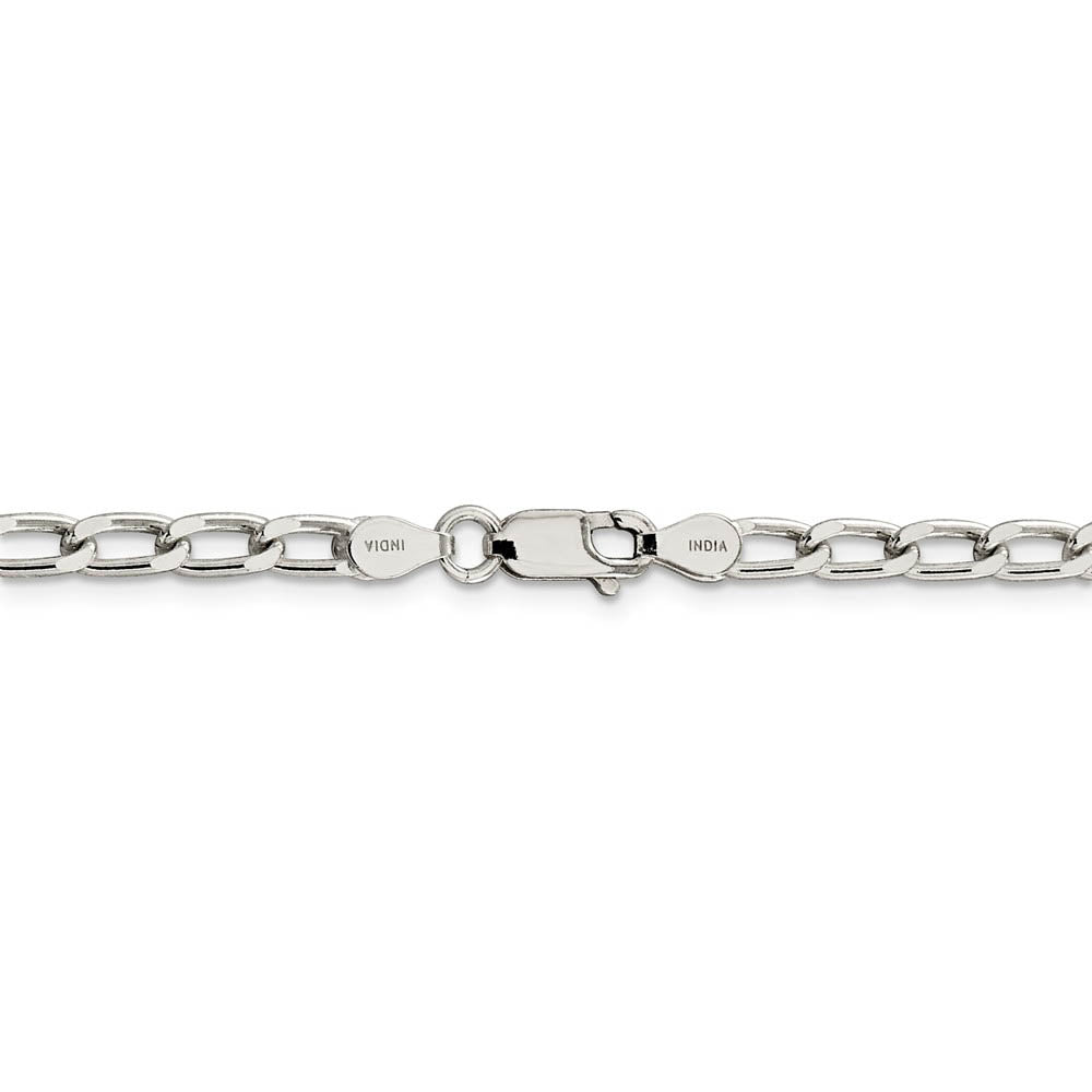 Alternate view of the 4.3mm, Sterling Silver Solid Open Curb Chain Bracelet by The Black Bow Jewelry Co.