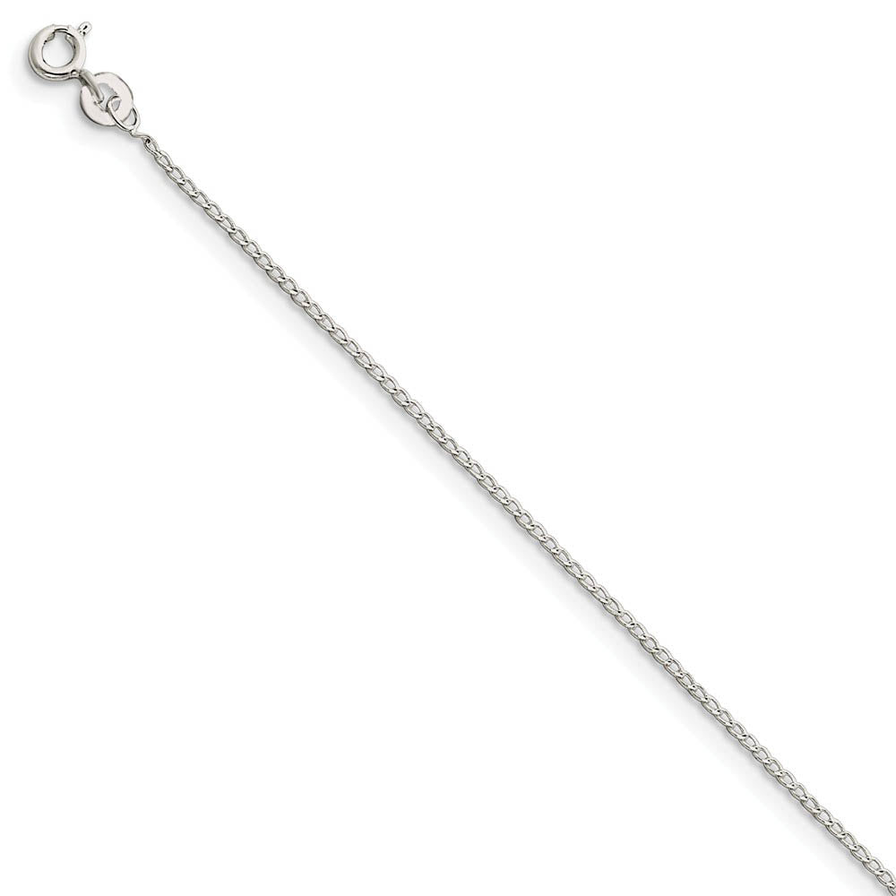 1mm, Sterling Silver, Open Curb Chain Anklet, 9 inch, Item C8878-09 by The Black Bow Jewelry Co.