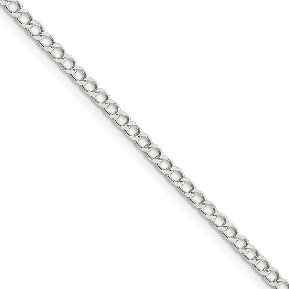 3.5mm Sterling Silver Diamond Cut Solid Open Curb Chain Necklace, Item C8882 by The Black Bow Jewelry Co.