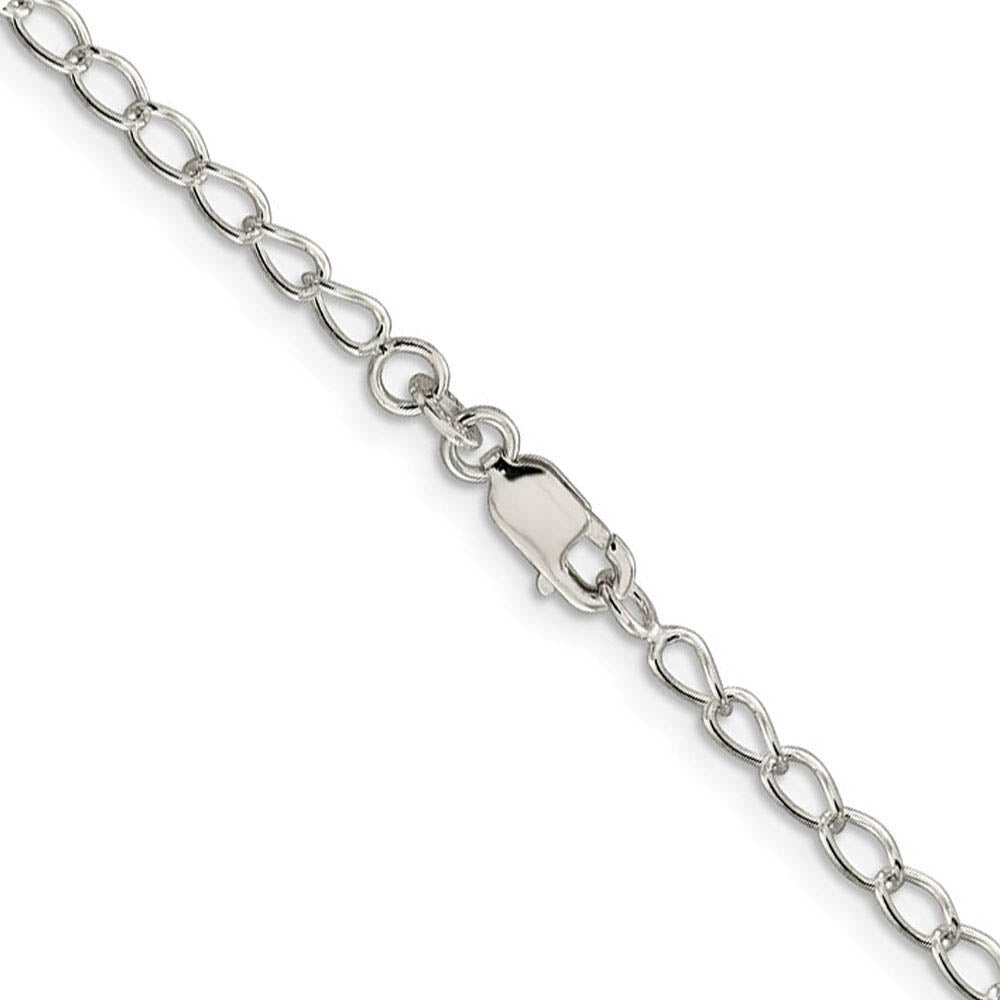 Alternate view of the 3mm, Sterling Silver Open Solid Curb Chain Anklet, 10 Inch by The Black Bow Jewelry Co.