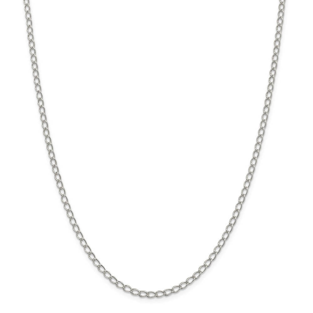 Alternate view of the 3mm, Sterling Silver Open Solid Curb Chain Anklet, 10 Inch by The Black Bow Jewelry Co.
