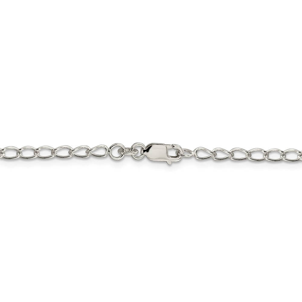Alternate view of the 3mm, Sterling Silver Open Solid Curb Chain Anklet, 10 Inch by The Black Bow Jewelry Co.