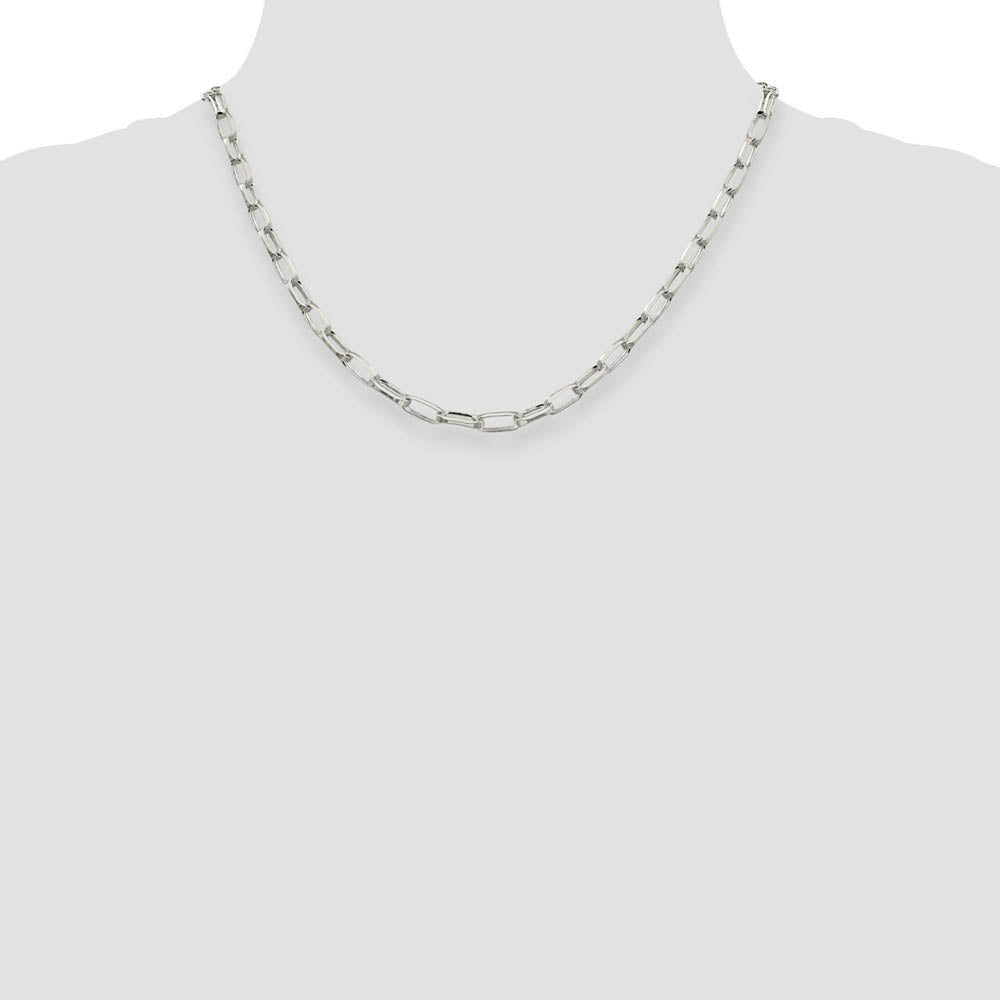 Alternate view of the 5mm, Sterling Silver Elongated Open Cable Chain Necklace by The Black Bow Jewelry Co.