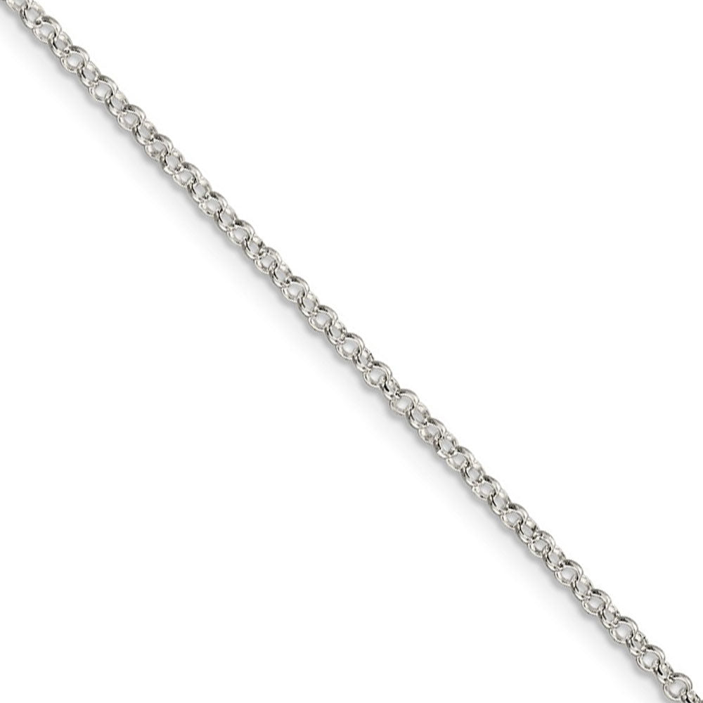 2mm, Sterling Silver Solid Rolo Chain Necklace