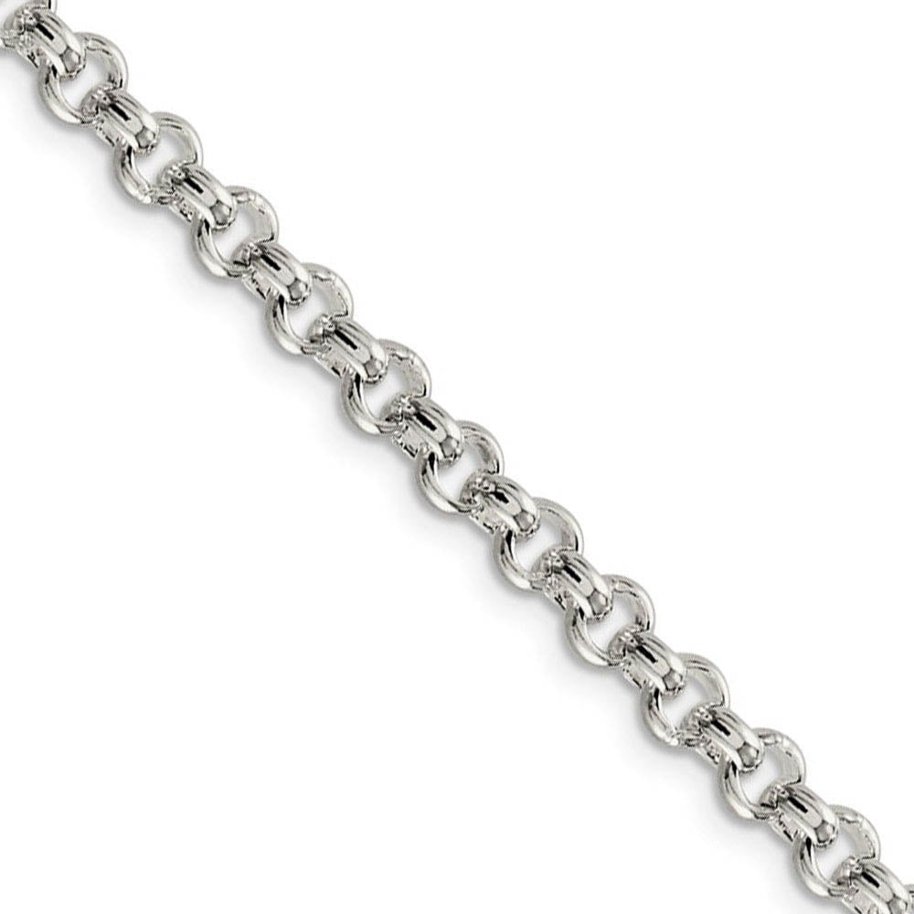 Men's 5mm, Sterling Silver Solid Rolo Chain Necklace, Item C8901 by The Black Bow Jewelry Co.