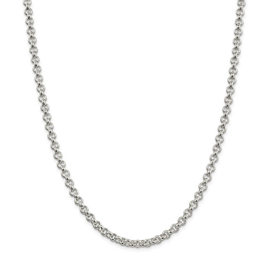 Alternate view of the Men's 5mm, Sterling Silver Solid Rolo Chain Necklace by The Black Bow Jewelry Co.