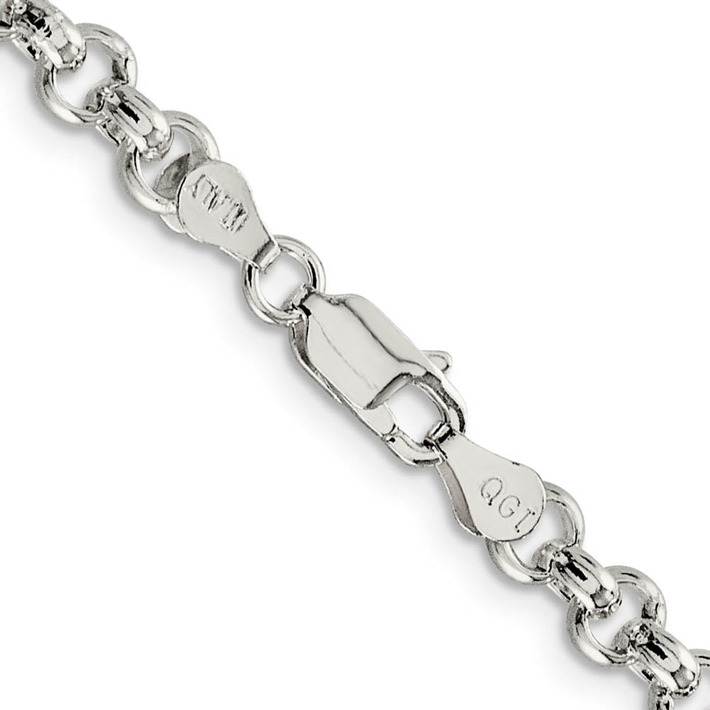 Alternate view of the Men's 5mm, Sterling Silver Solid Rolo Chain Necklace by The Black Bow Jewelry Co.