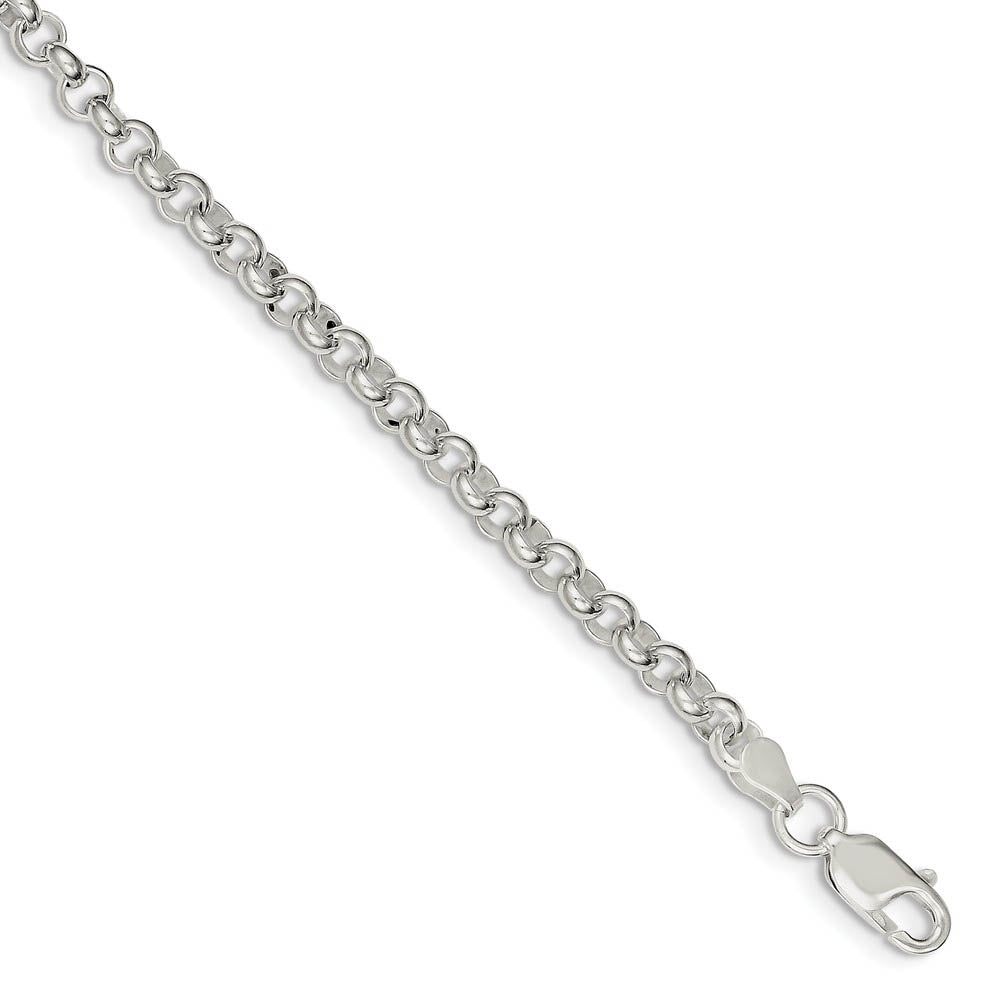 4.75mm Sterling Silver Solid Belcher (Rolo) Chain Bracelet, Item C8902-B by The Black Bow Jewelry Co.