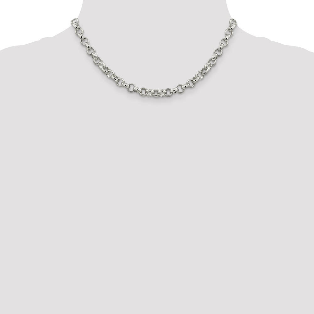 Alternate view of the 6.75mm Sterling Silver Solid Belcher (Rolo) Chain Necklace by The Black Bow Jewelry Co.