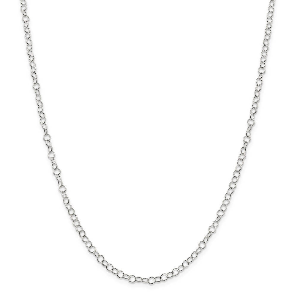 Alternate view of the 3.5mm, Sterling Silver Fancy Solid Cable Link Necklace by The Black Bow Jewelry Co.