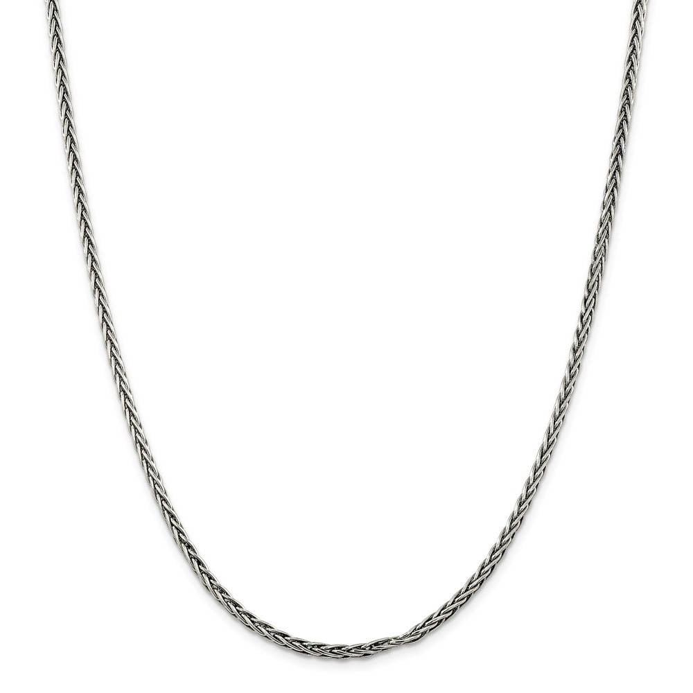 Alternate view of the 3.25mm, Sterling Silver Antiqued Solid Spiga Chain Necklace by The Black Bow Jewelry Co.