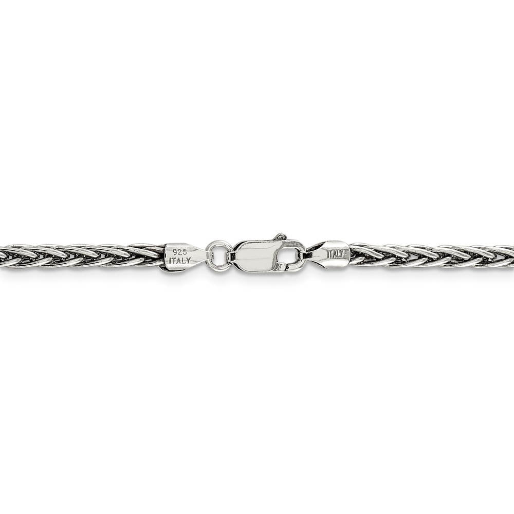 Alternate view of the 3.25mm, Sterling Silver Antiqued Solid Spiga Chain Necklace by The Black Bow Jewelry Co.