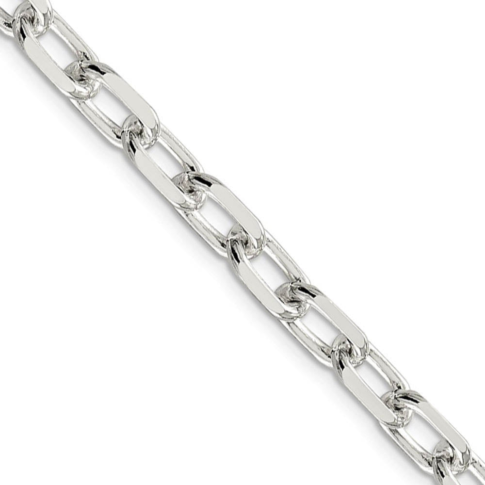 Men's 7.5mm Sterling Silver D/C Solid Elongated Cable Chain Necklace, Item C8922 by The Black Bow Jewelry Co.