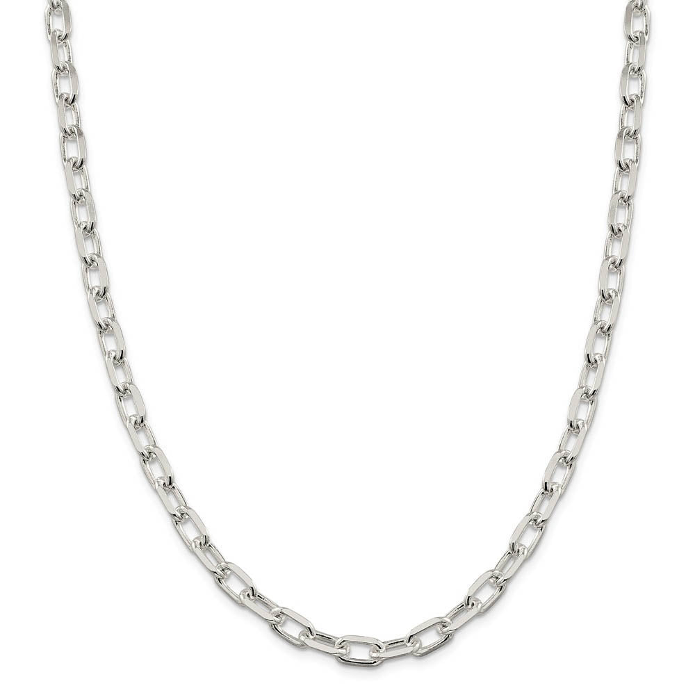 Alternate view of the Men's 7.5mm Sterling Silver D/C Solid Elongated Cable Chain Necklace by The Black Bow Jewelry Co.