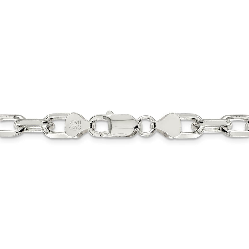 Alternate view of the Men's 7.5mm Sterling Silver D/C Solid Elongated Cable Chain Necklace by The Black Bow Jewelry Co.