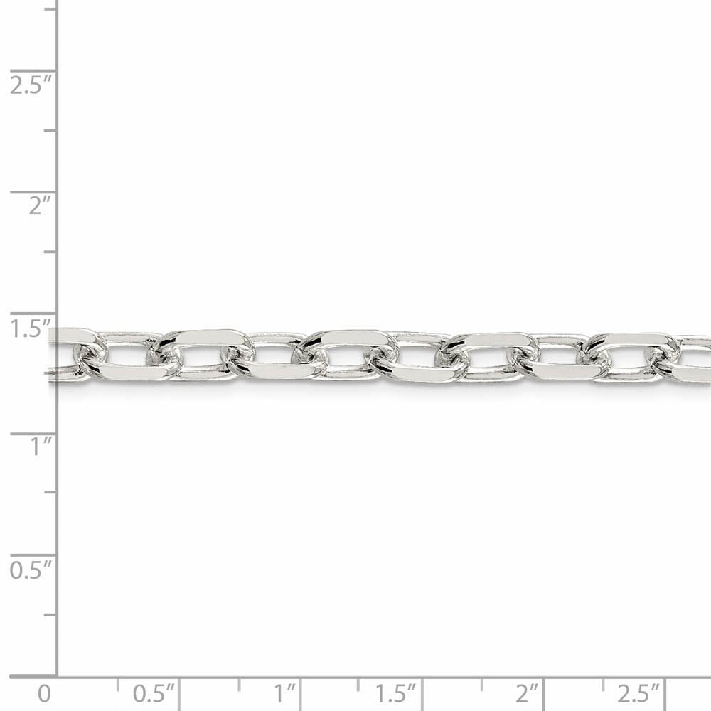 Alternate view of the Men's 7.5mm Sterling Silver D/C Solid Elongated Cable Chain Necklace by The Black Bow Jewelry Co.