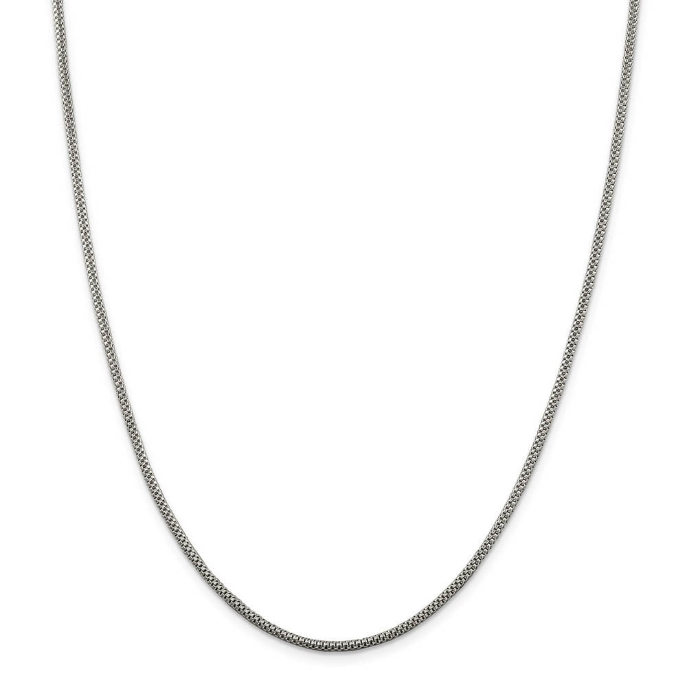 Alternate view of the 2mm, Sterling Silver Fancy Round Box Chain Necklace by The Black Bow Jewelry Co.