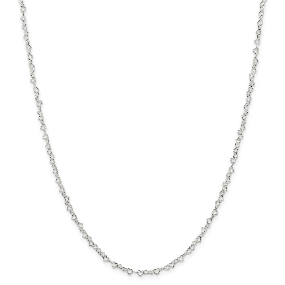 Alternate view of the 3.5mm, Sterling Silver Heart Link Chain Necklace by The Black Bow Jewelry Co.