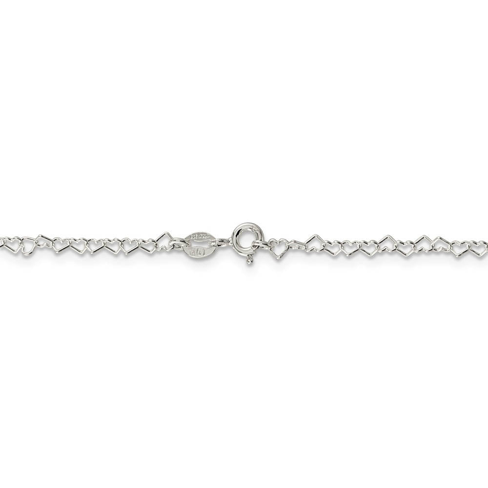 Alternate view of the 3.5mm, Sterling Silver Heart Link Chain Necklace by The Black Bow Jewelry Co.