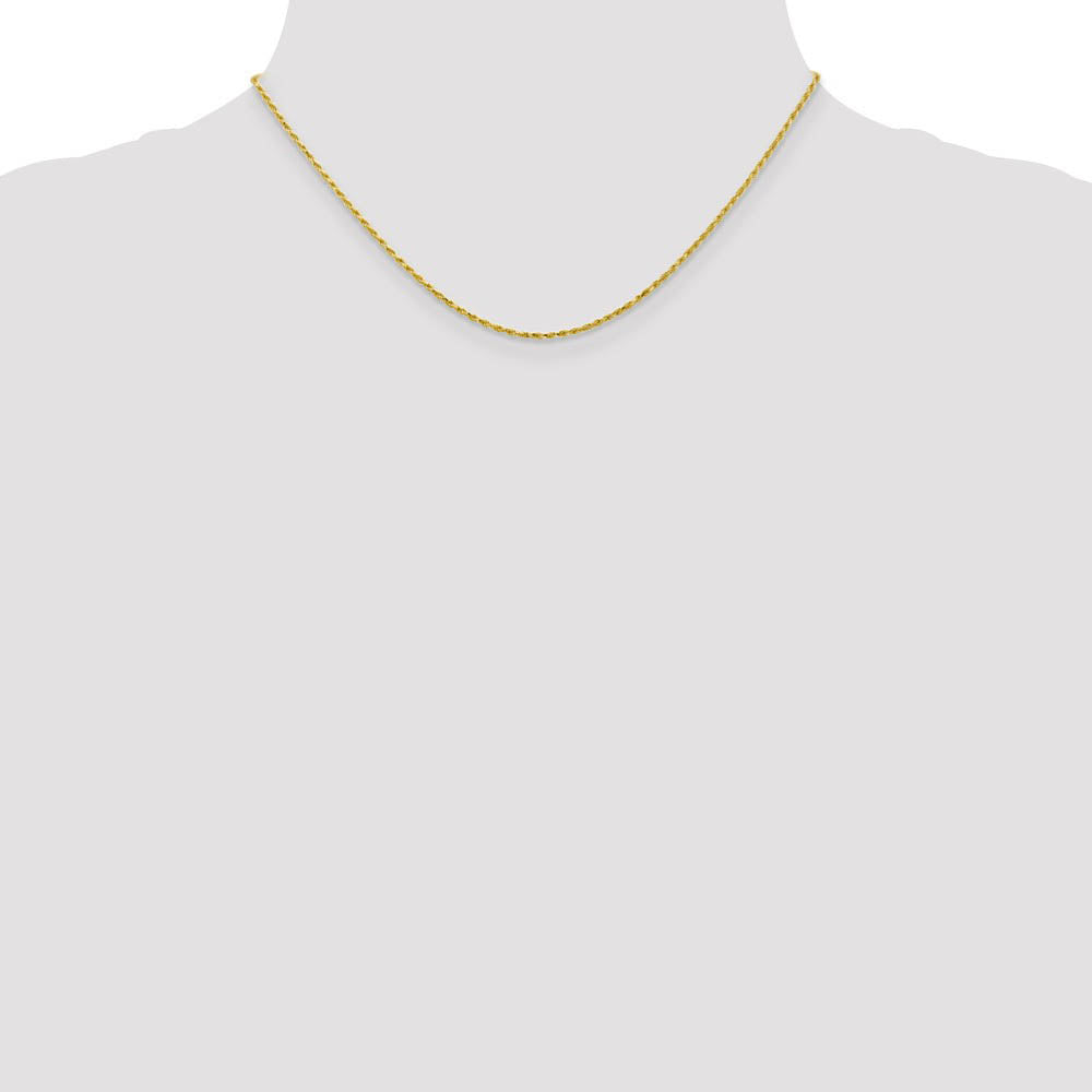 Alternate view of the 1.3mm 10k Yellow Gold Diamond Cut Solid Rope Chain Necklace by The Black Bow Jewelry Co.